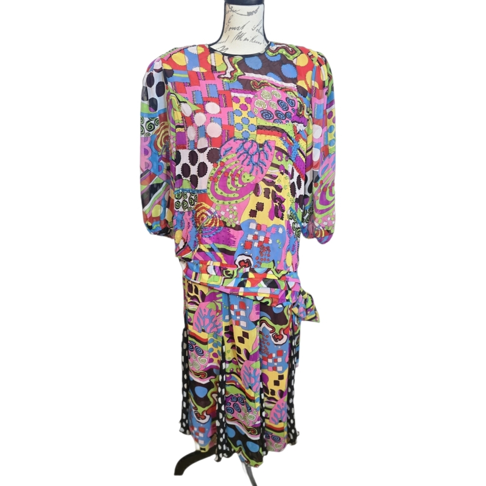 Diane Freis 80s Colorful Abstract Print Women's Skirt - Multicolor Sz L-XL